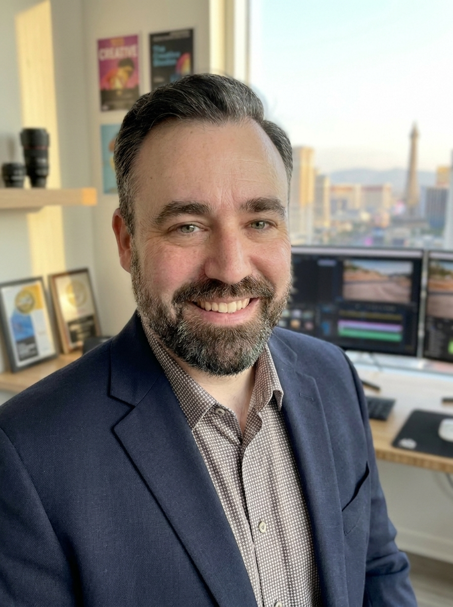 Jason Roberts in his Las Vegas editing studio